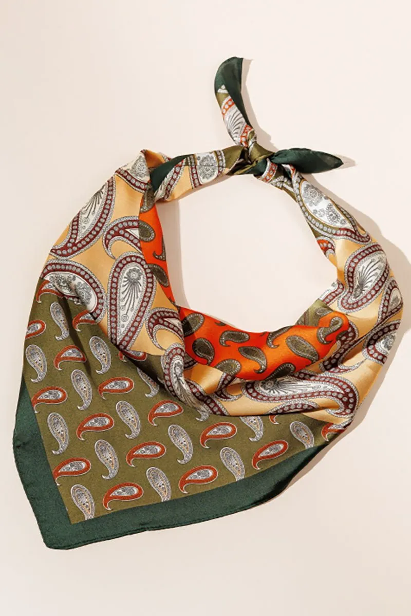 35% OFF! Paisley Place Olive Polyester Scarf
