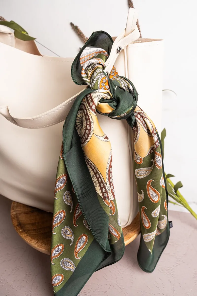 35% OFF! Paisley Place Olive Polyester Scarf