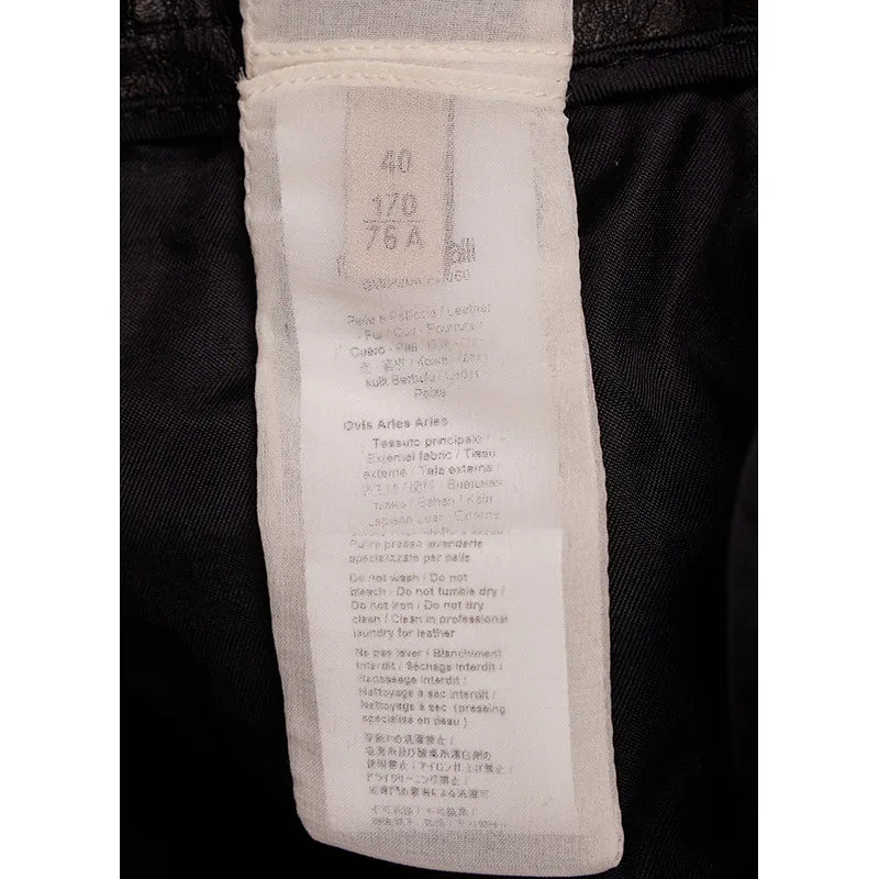 40 XS NEW $2495 ROBERTO CAVALLI Runway Black LEATHER PANELED Croc Embossed PANTS