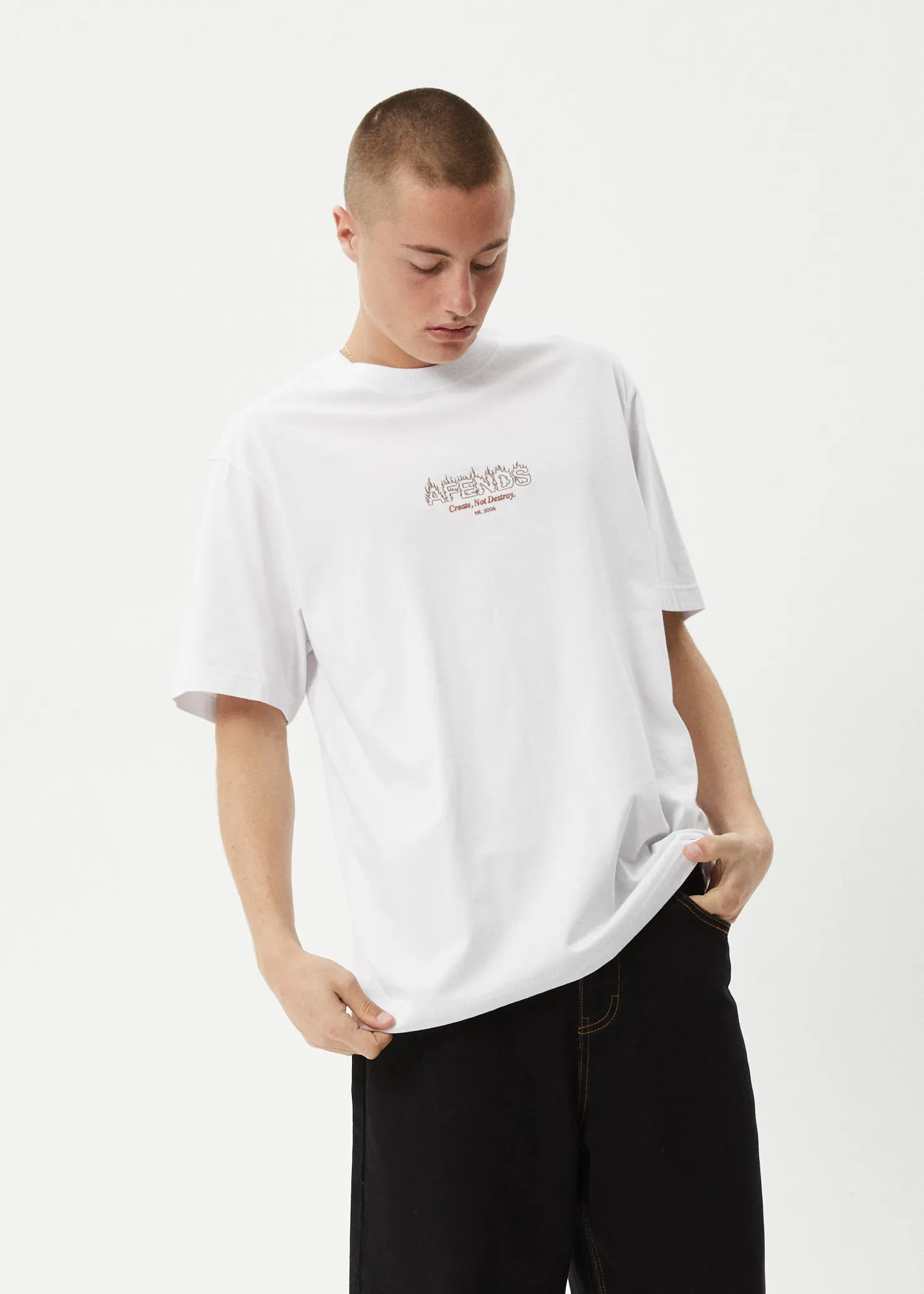 AFENDS Mens Ember - Retro Fit Tee - White