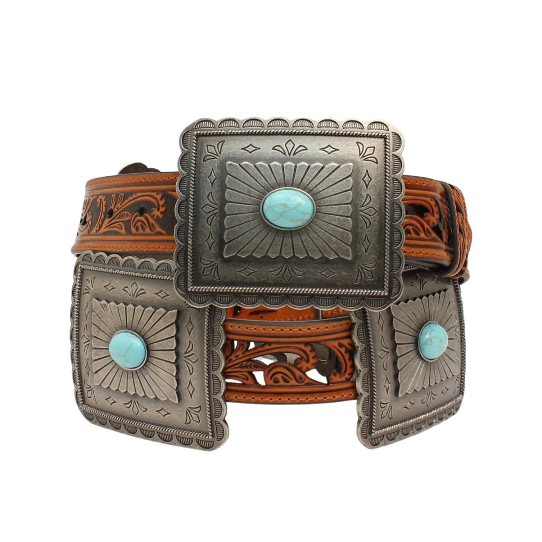 Ariat 1 1/2"Pierced Rectangle Concho Belt A1532108