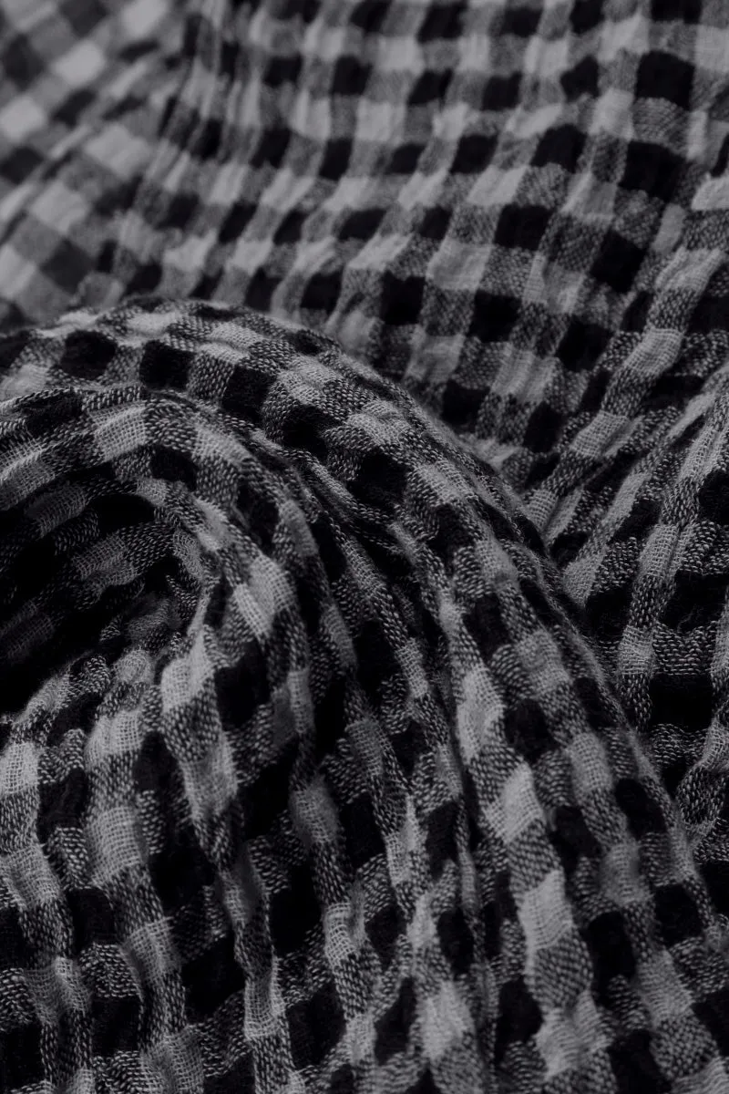 Balloon Grey Check Gauze Linen Jacket Dress