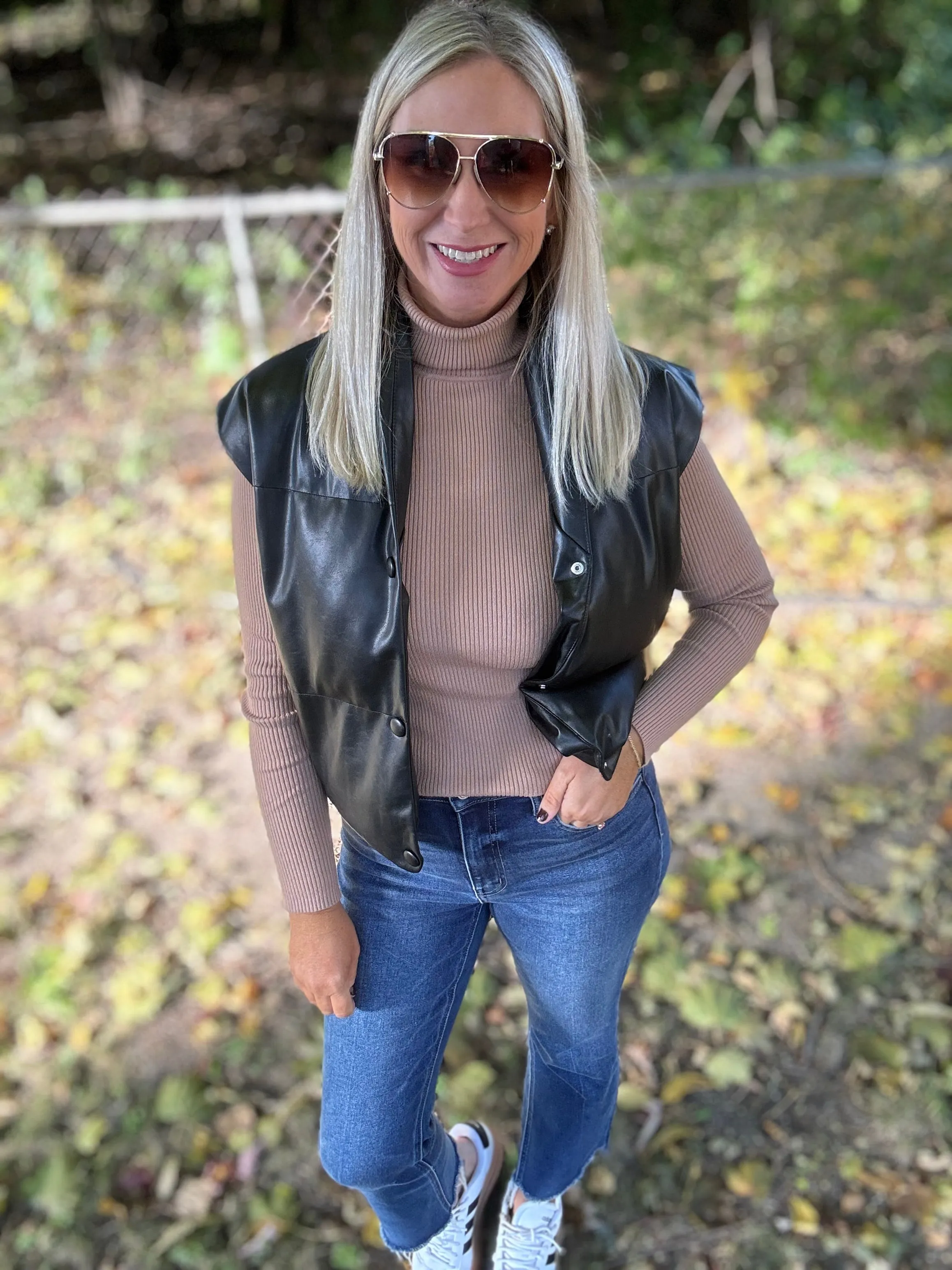 Black Faux Leather Vest