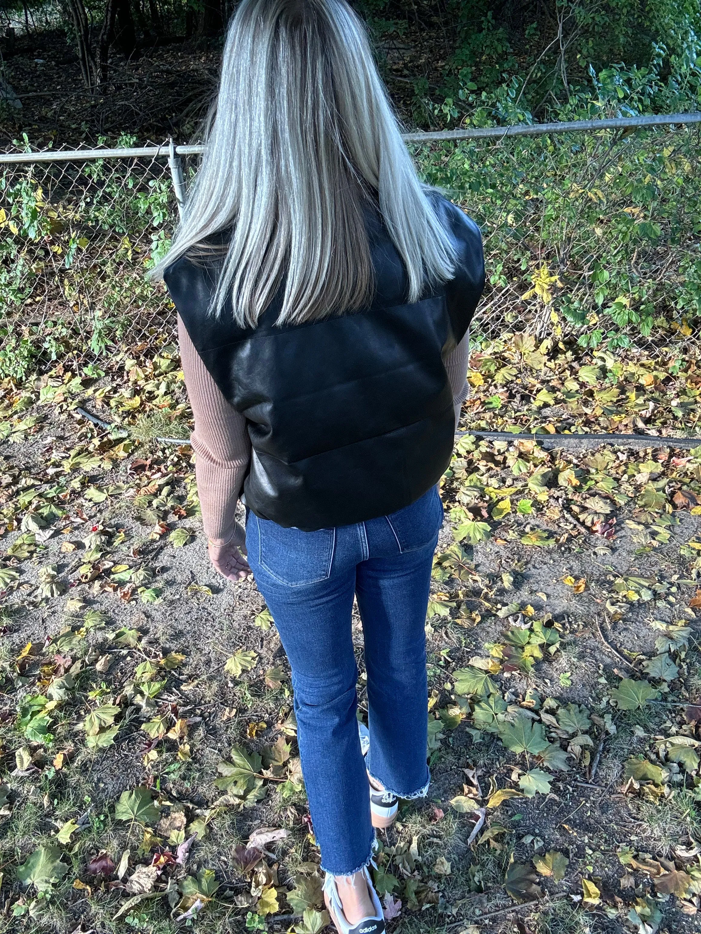 Black Faux Leather Vest