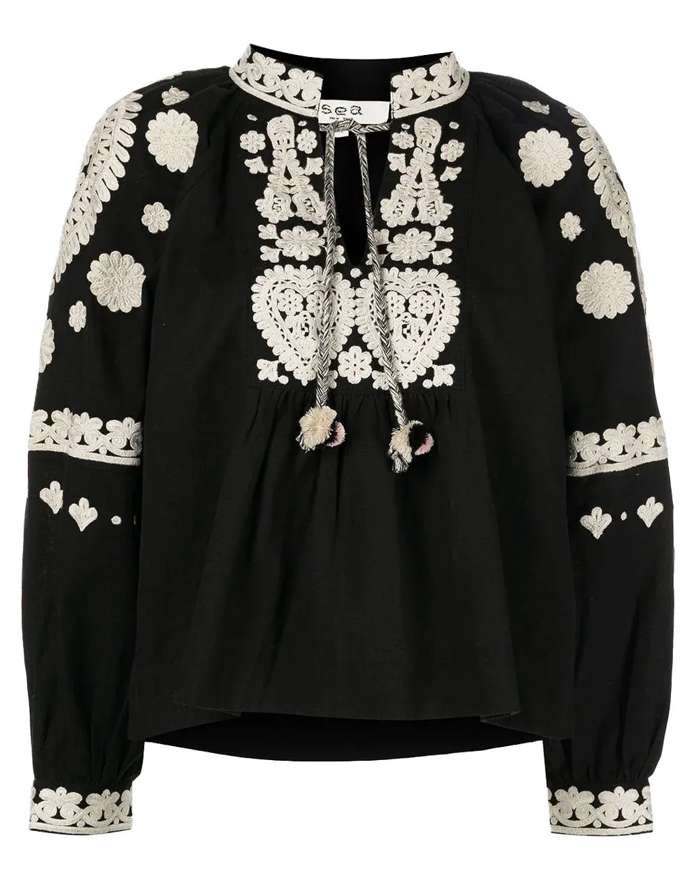 Black Holly Soutache Long Sleeve Top