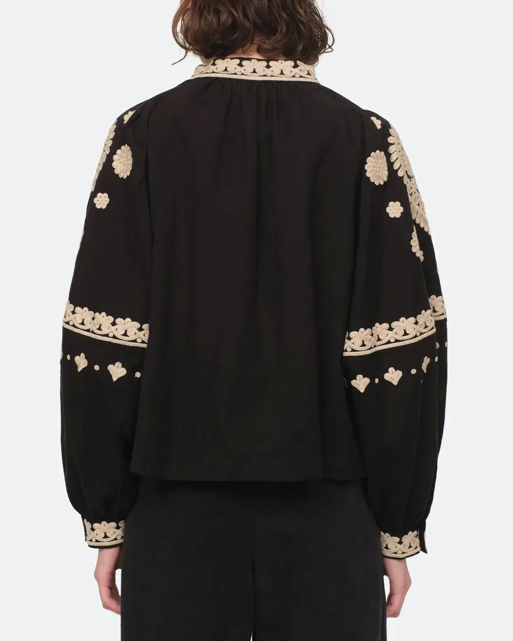 Black Holly Soutache Long Sleeve Top