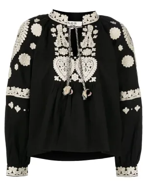 Black Holly Soutache Long Sleeve Top