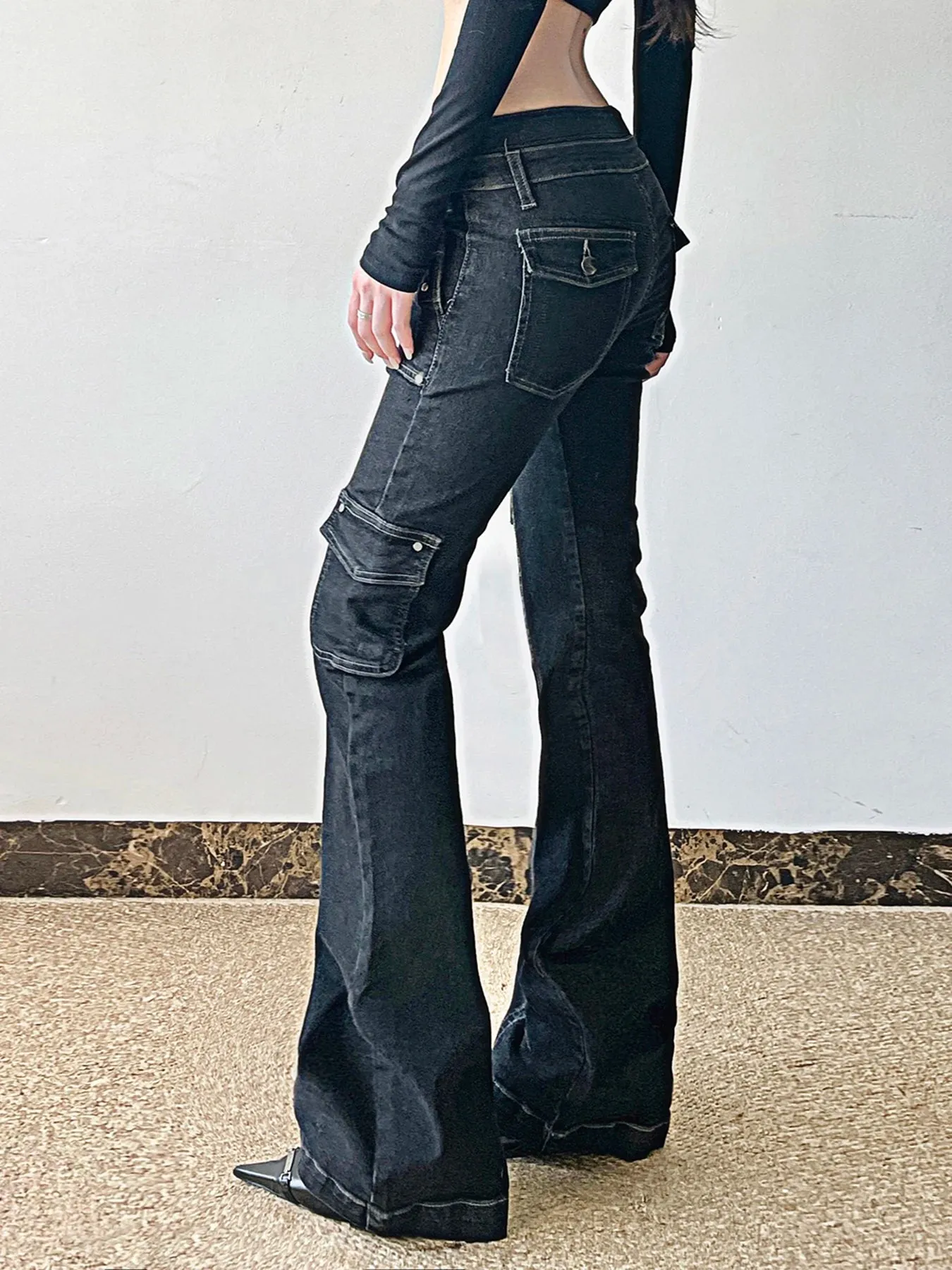Black Utility Flare Pants