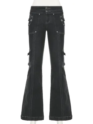 Black Utility Flare Pants