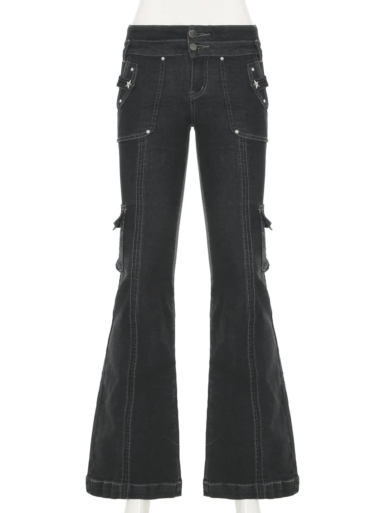Black Utility Flare Pants