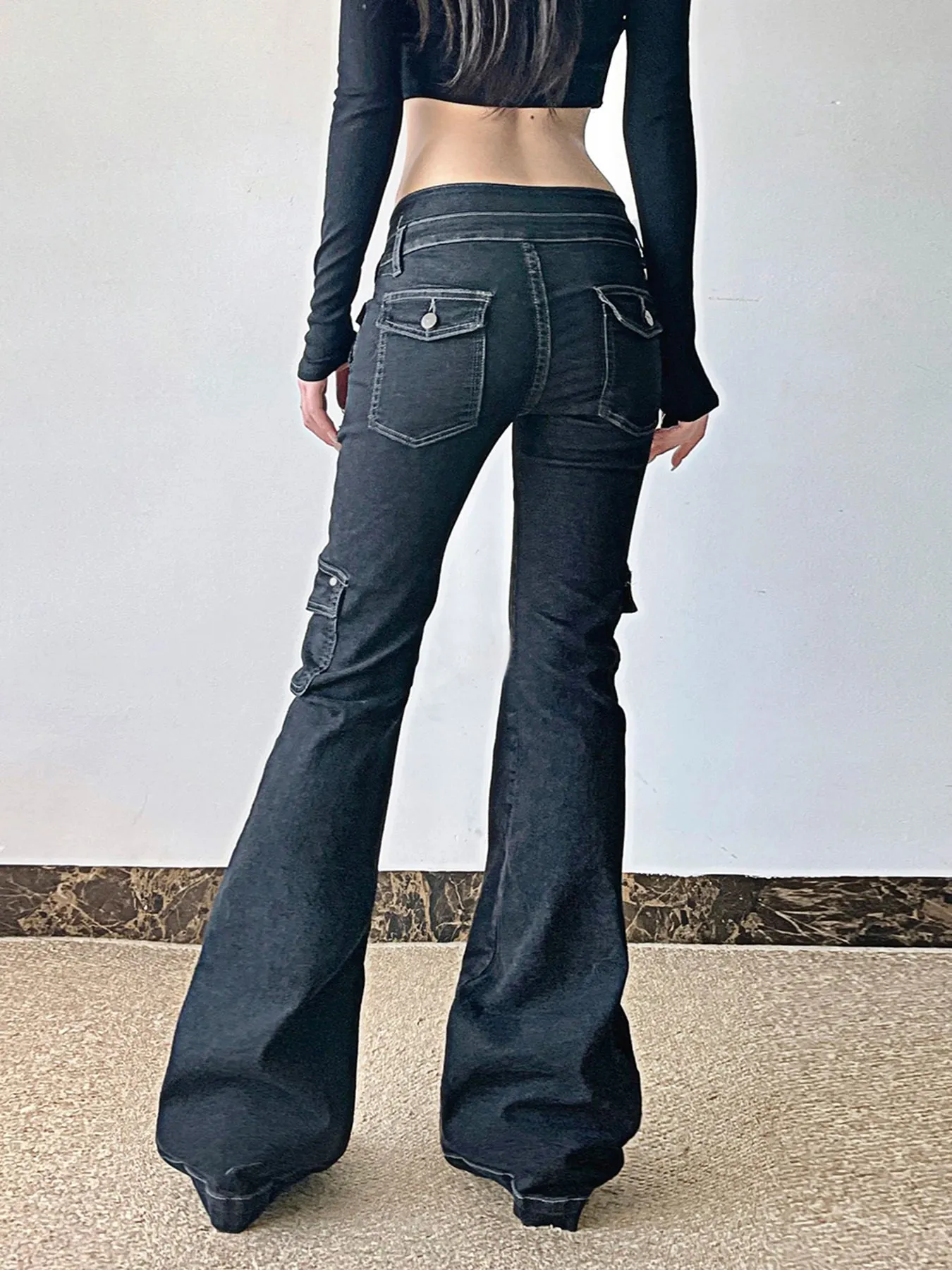 Black Utility Flare Pants