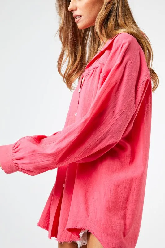 Button Down Relaxed Fit Shirt  (Online Only/Ships from USA)