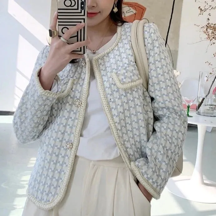 Chic Vintage French Tweed Blazer Jacket