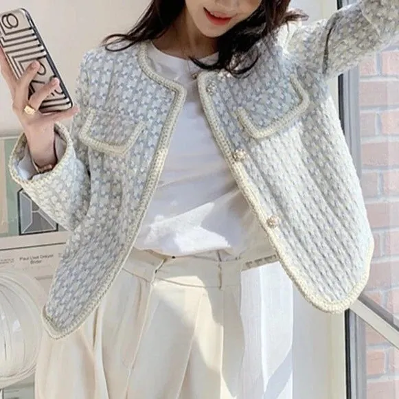 Chic Vintage French Tweed Blazer Jacket