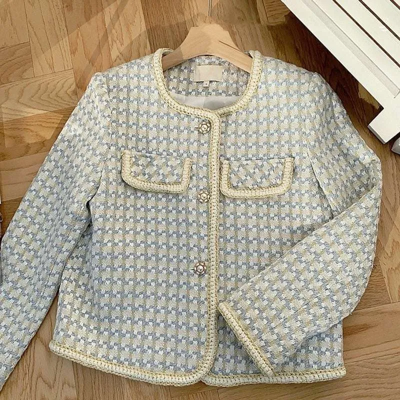 Chic Vintage French Tweed Blazer Jacket