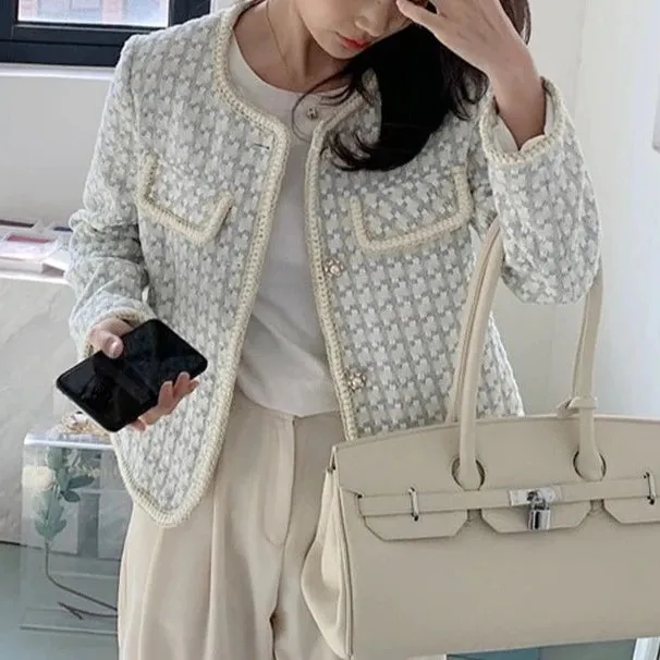 Chic Vintage French Tweed Blazer Jacket
