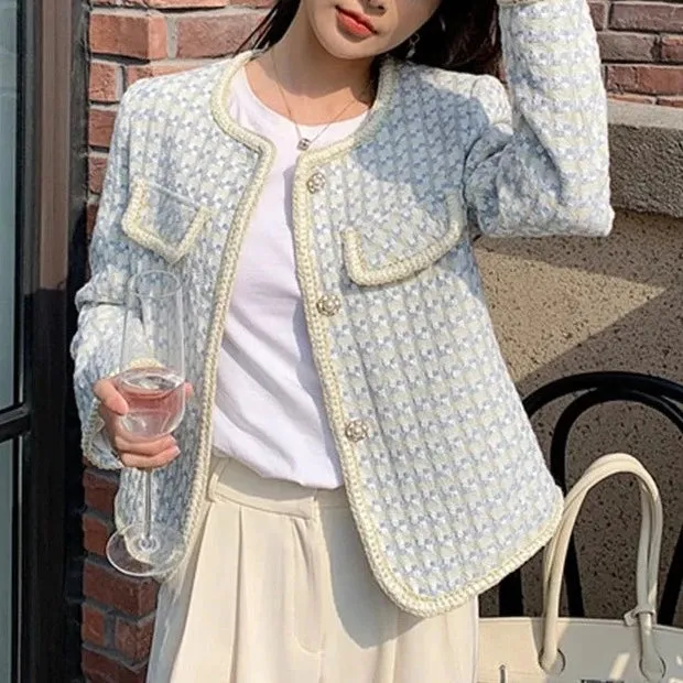 Chic Vintage French Tweed Blazer Jacket