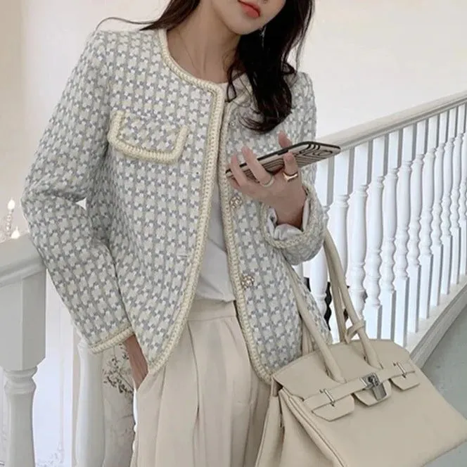 Chic Vintage French Tweed Blazer Jacket