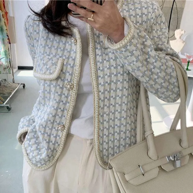 Chic Vintage French Tweed Blazer Jacket