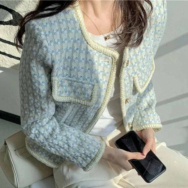 Chic Vintage French Tweed Blazer Jacket