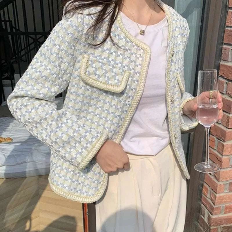 Chic Vintage French Tweed Blazer Jacket