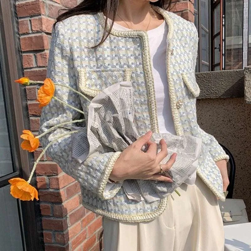 Chic Vintage French Tweed Blazer Jacket