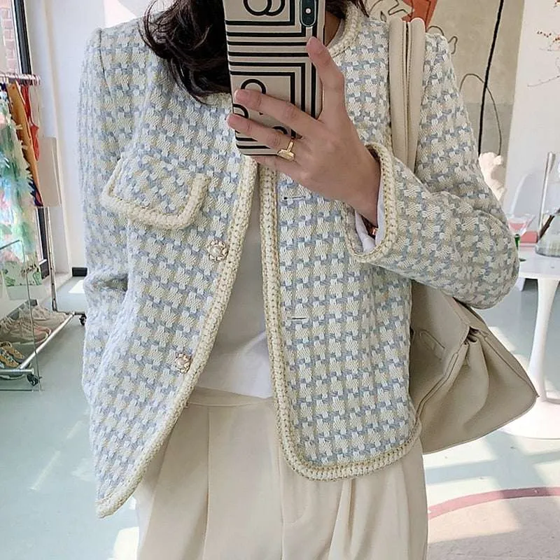 Chic Vintage French Tweed Blazer Jacket