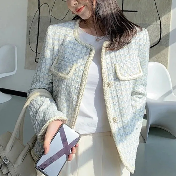 Chic Vintage French Tweed Blazer Jacket