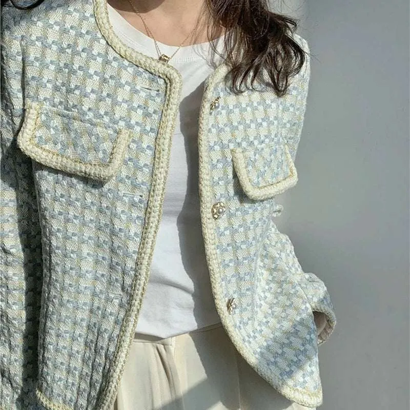 Chic Vintage French Tweed Blazer Jacket