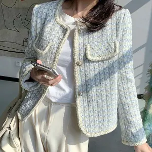 Chic Vintage French Tweed Blazer Jacket