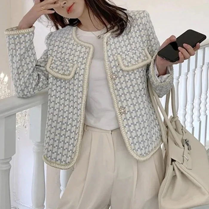 Chic Vintage French Tweed Blazer Jacket