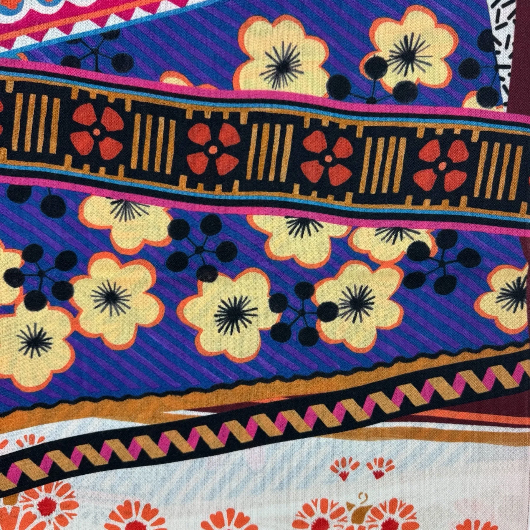 Christian Lacroix Scarf Colorful Floral - Wool Shawl