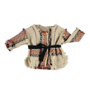 Colored Stripes Coat With Belt