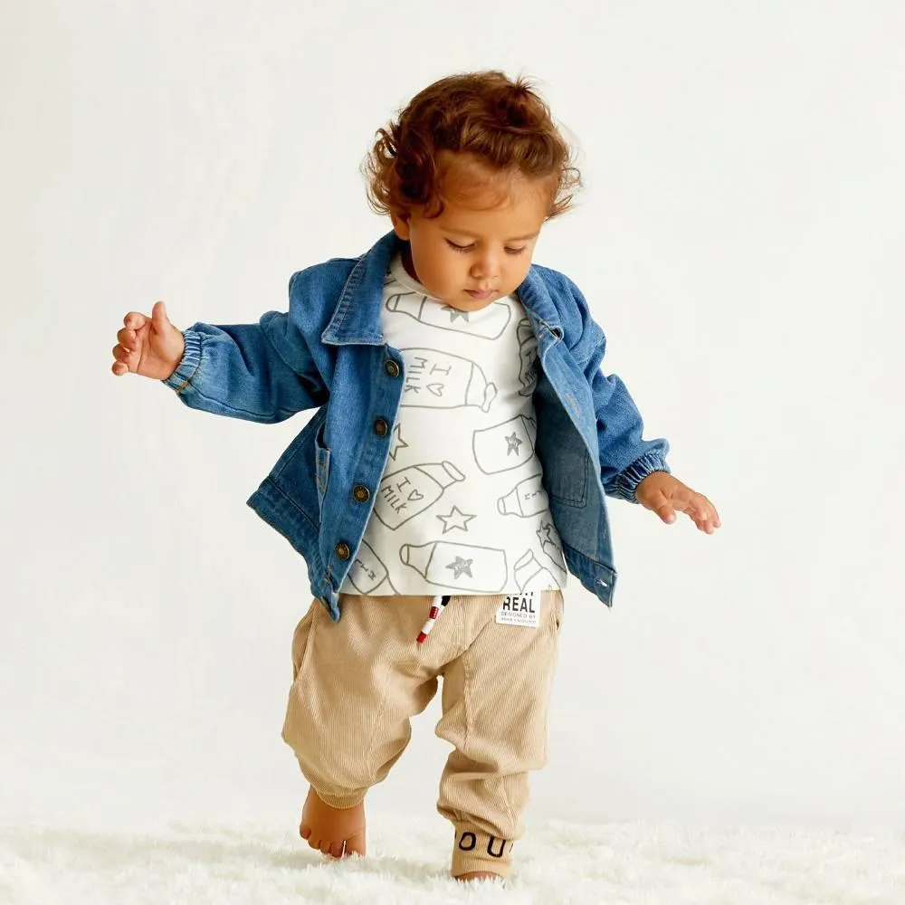 COTTNBABY Cartoon Dinosaur Print Street Style Denim Jacket