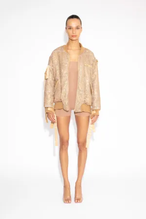 Crystal Bomber Jacket in Gold