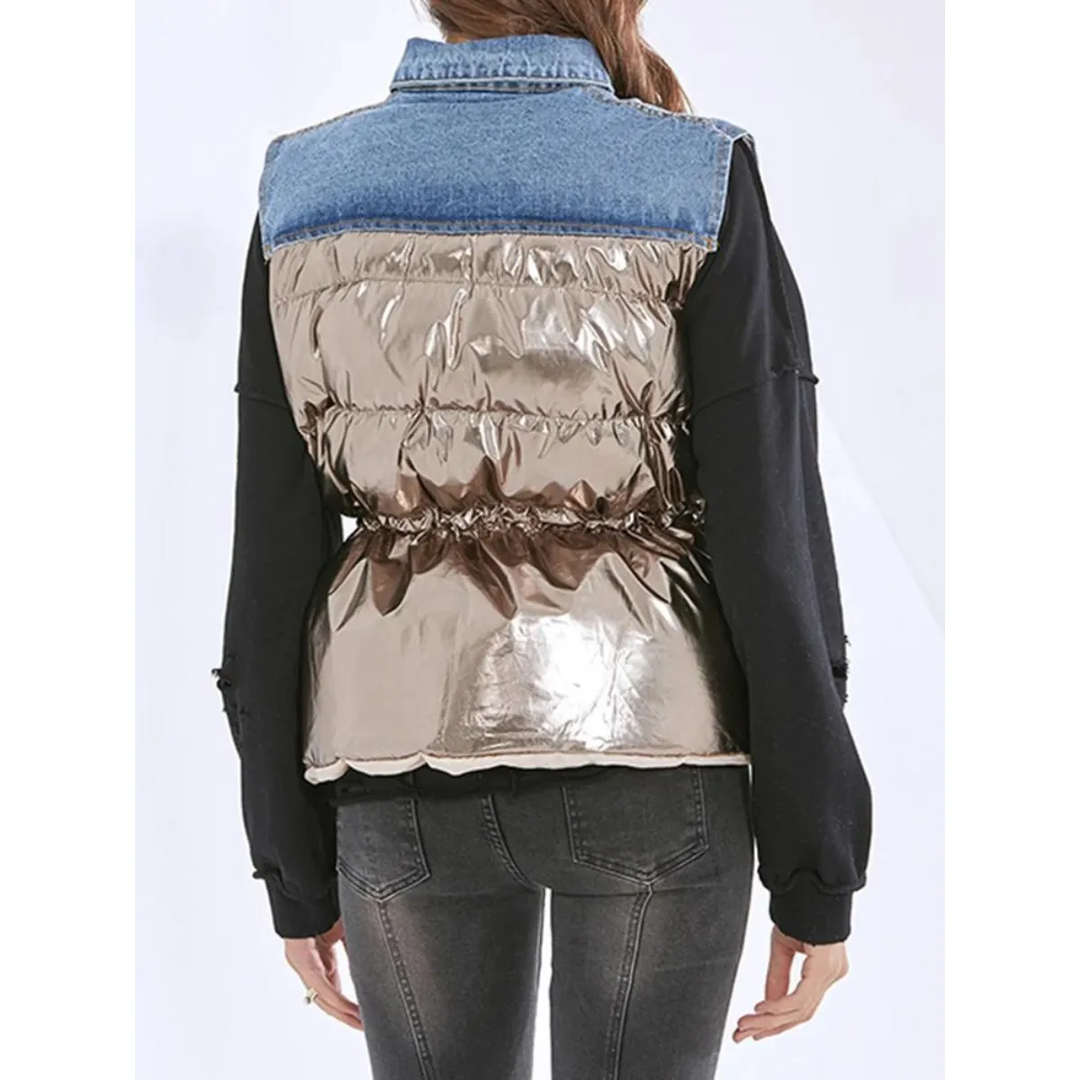 Drawstring Sleeveless Cotton Coat