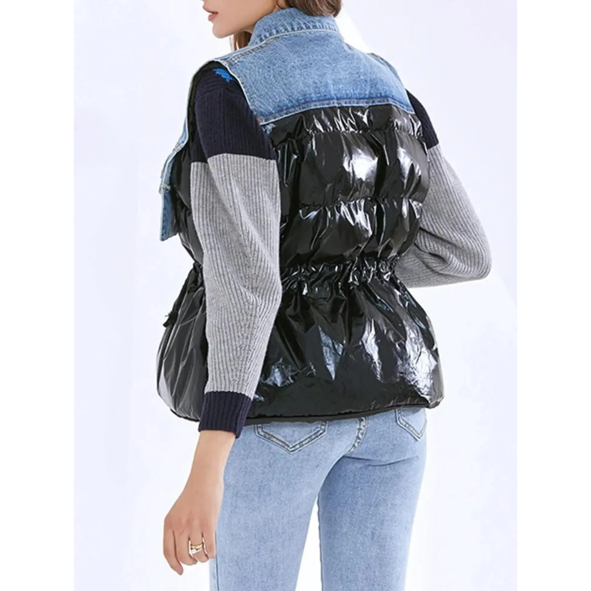 Drawstring Sleeveless Cotton Coat