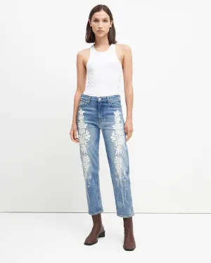 Easy Slim With Floral Embroidery In Ventura