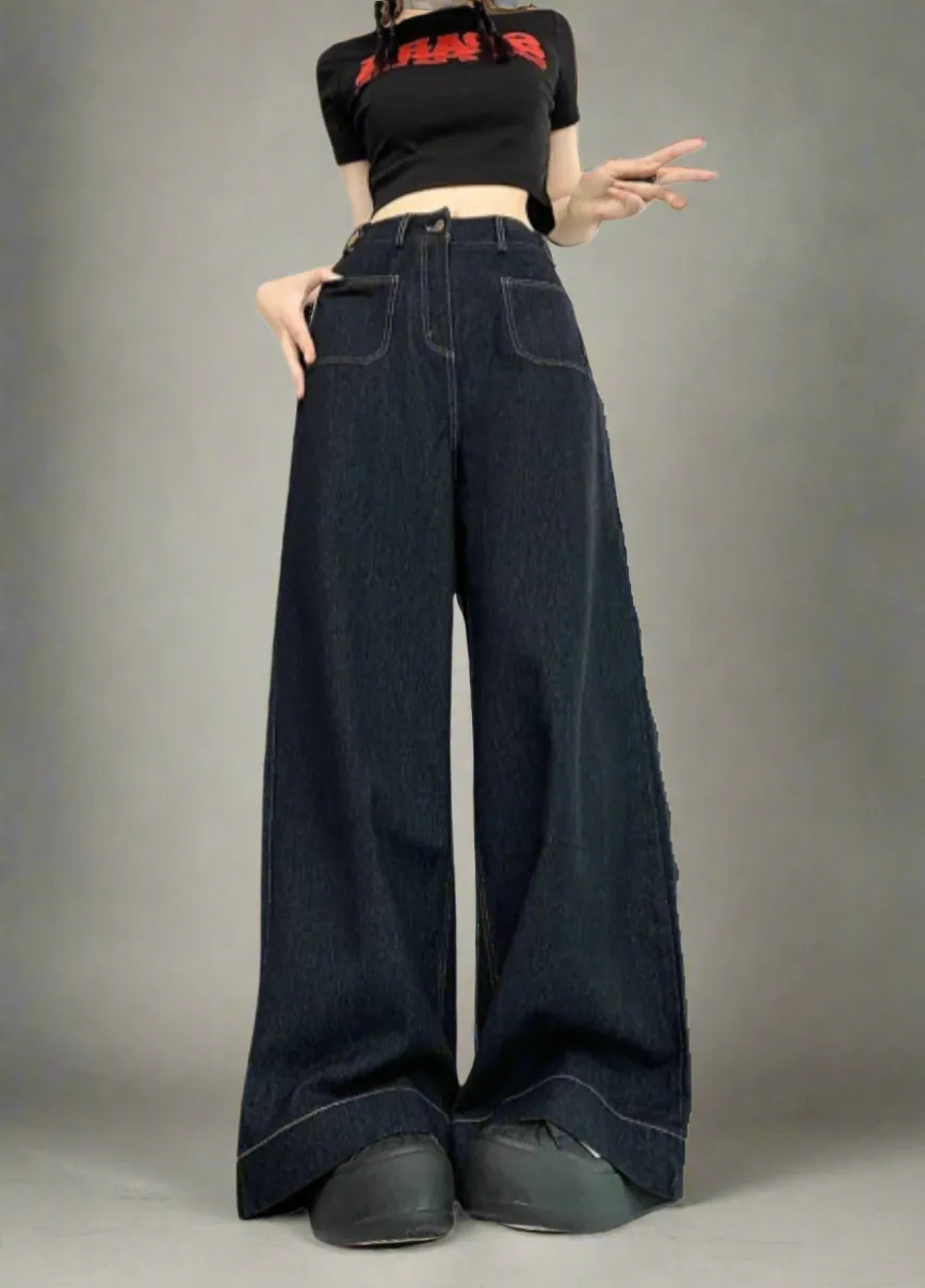 Fall Oversized Denim Palazzo Pants