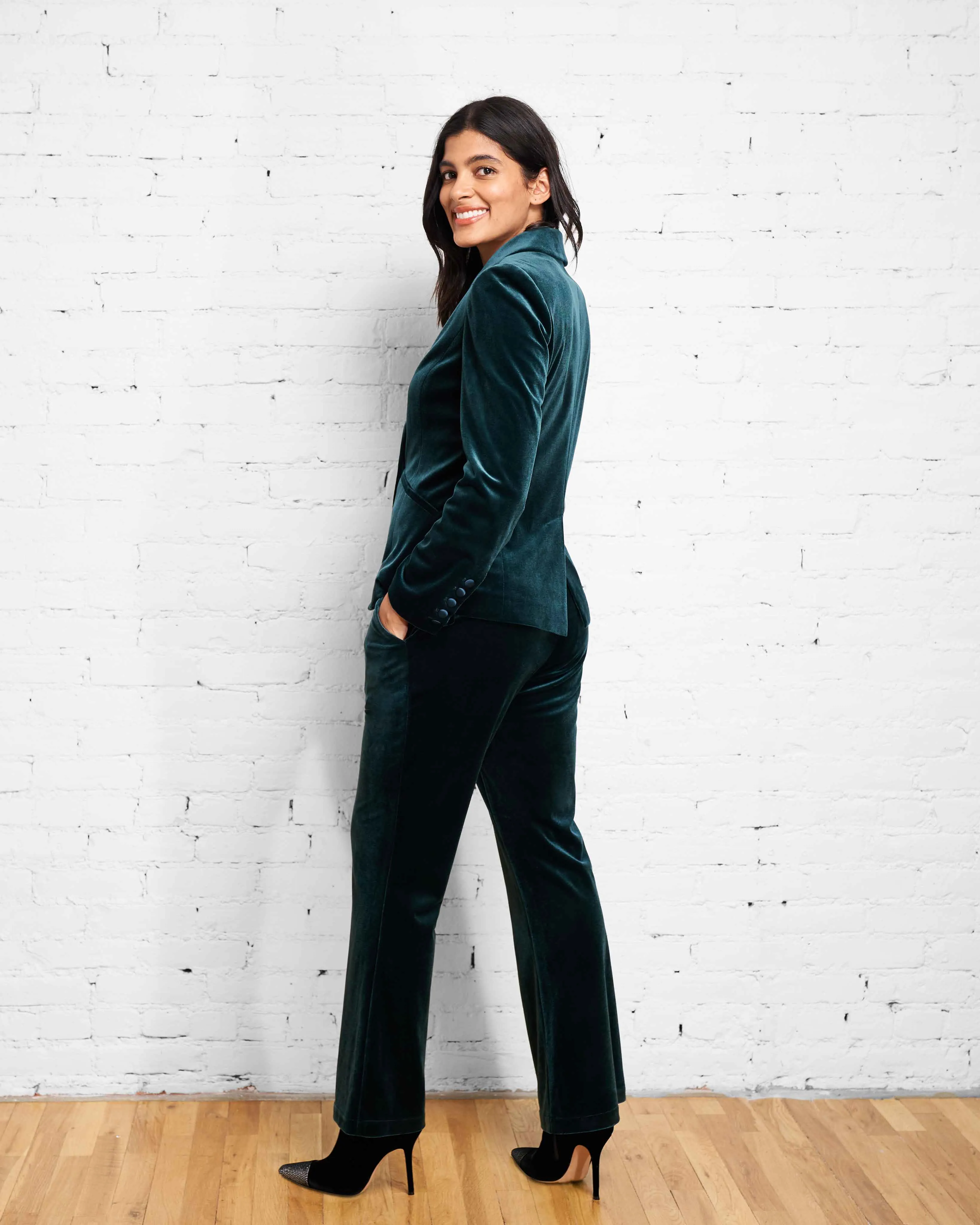 Farrah Velvet Pants - Forest Green