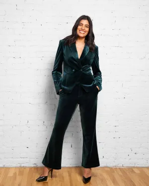 Farrah Velvet Pants - Forest Green