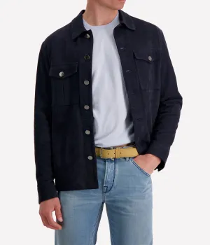 *FINAL SALE* Leather Overshirt in Blue