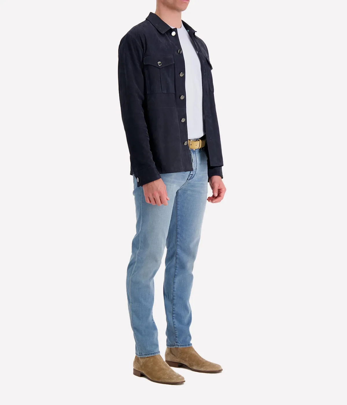 *FINAL SALE* Leather Overshirt in Blue