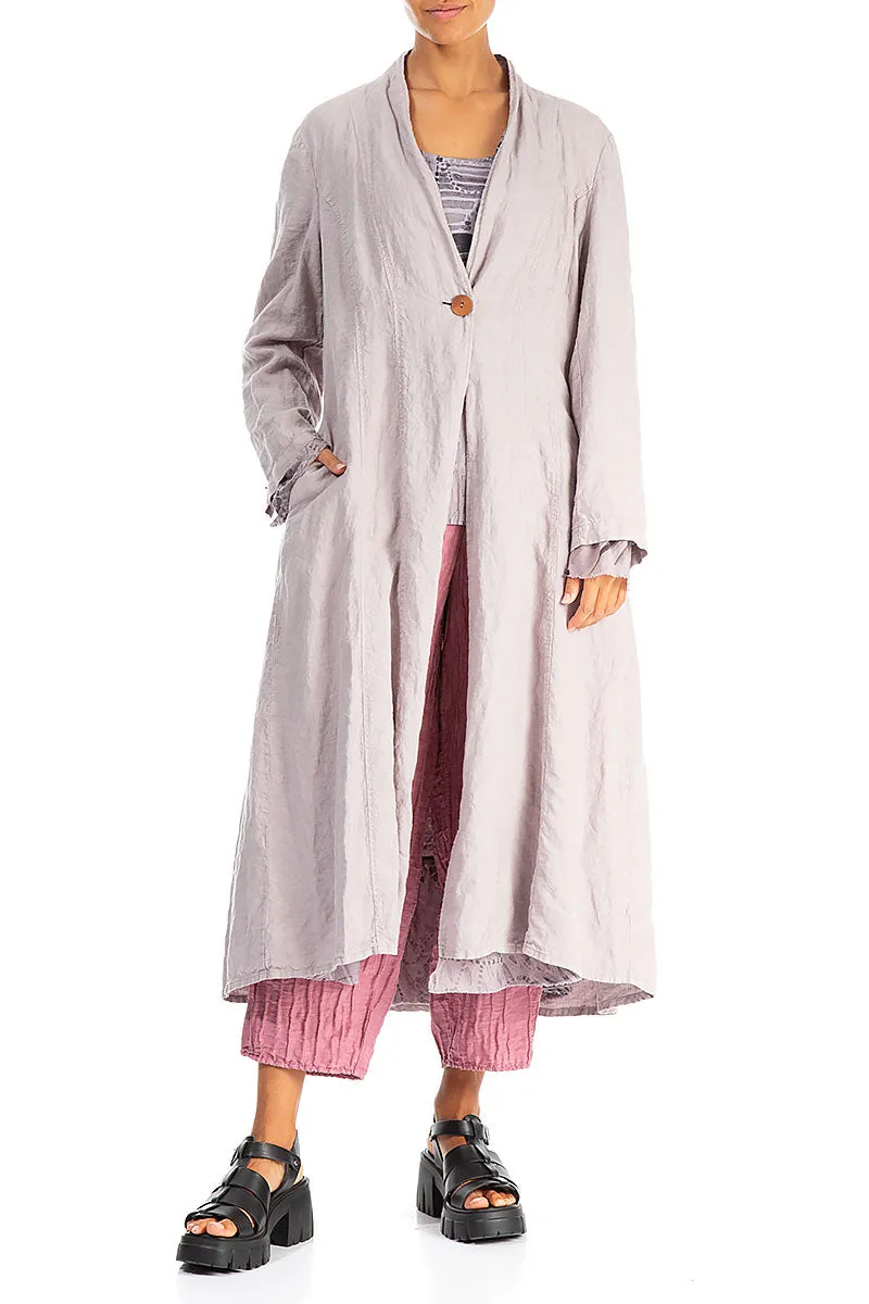 Flared Greige Lined Linen Jacket