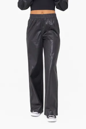 Glossy Leather Look Wide Leg Flare - Full