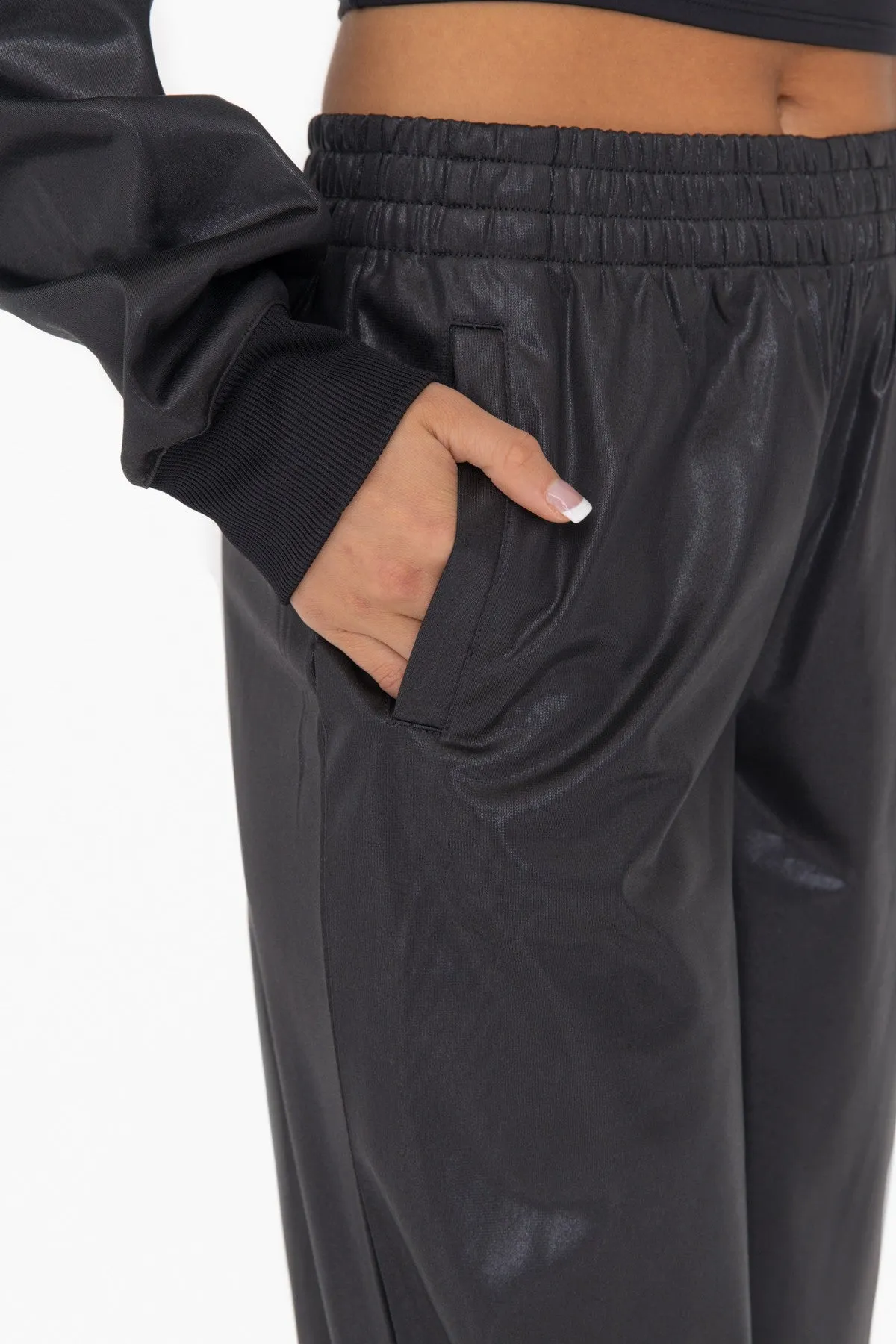 Glossy Leather Look Wide Leg Flare - Full