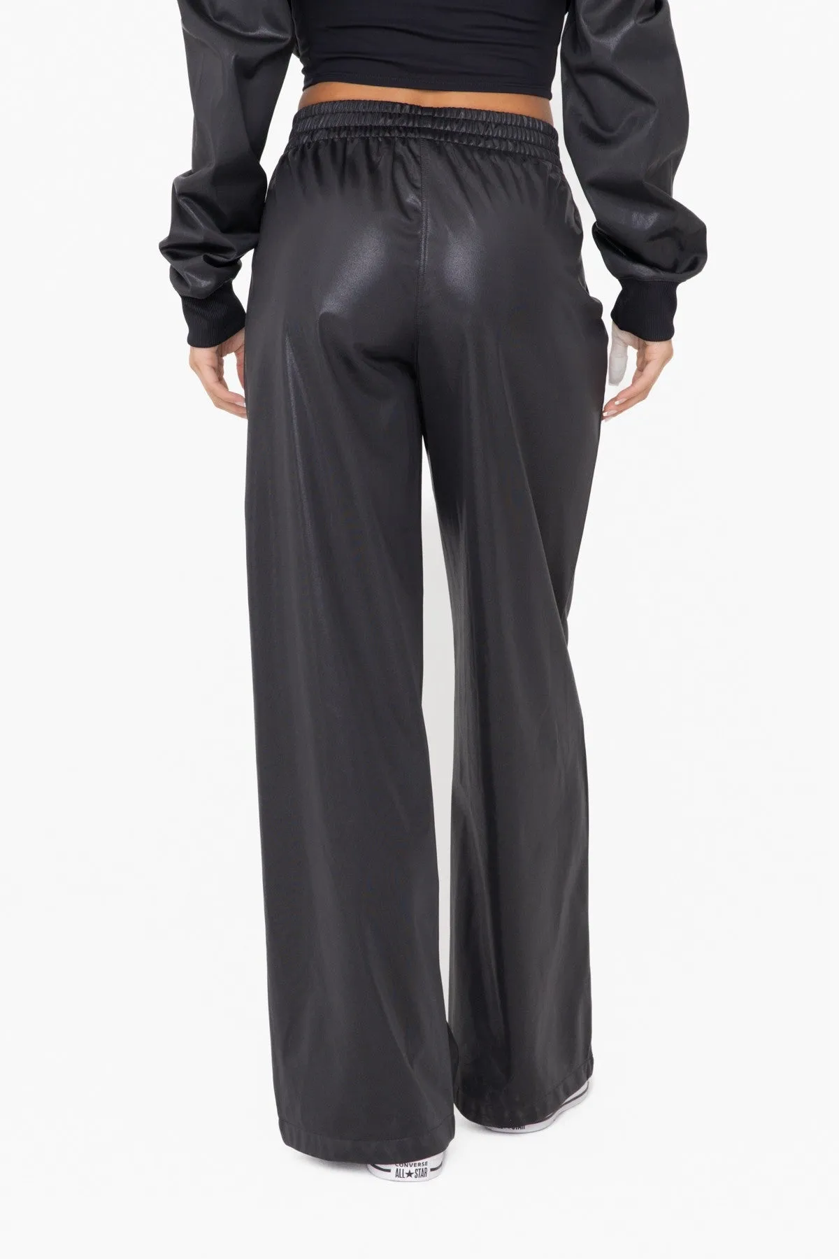Glossy Leather Look Wide Leg Flare - Full