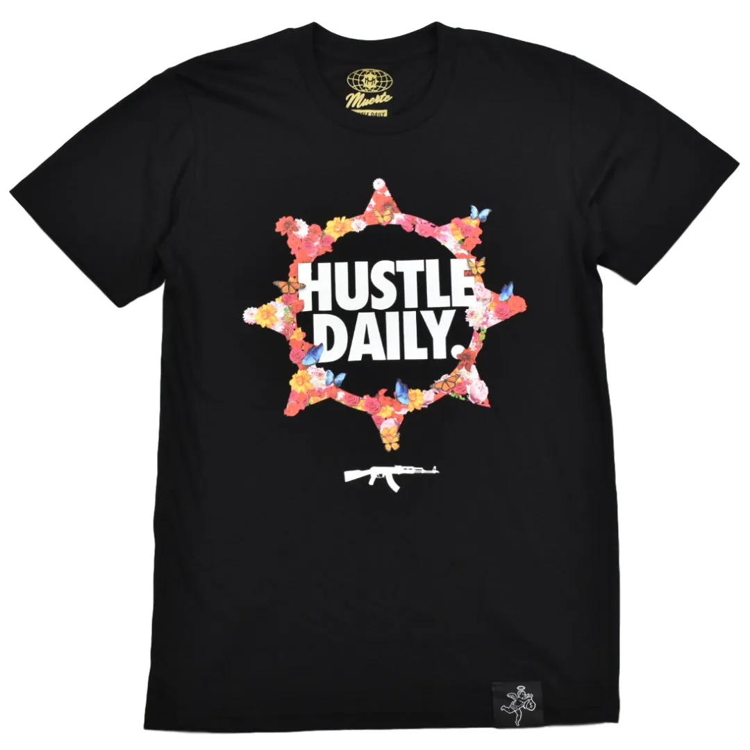 HASTA MUERTE HUSTLE ROSE CIRCLE BLACK T-SHIRTS