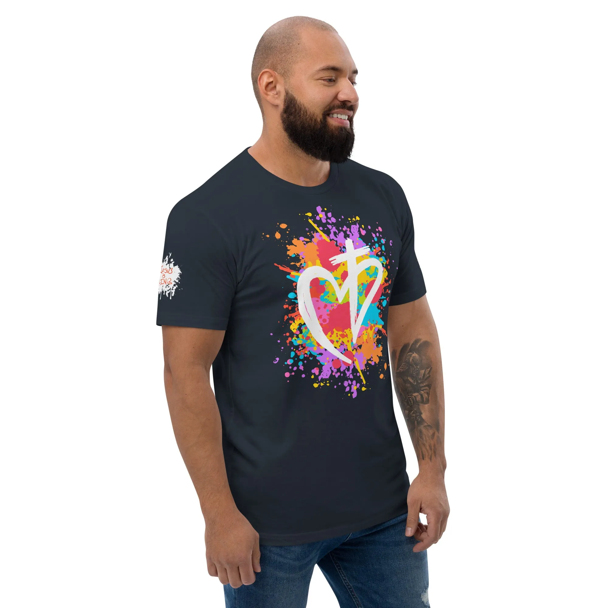 Heart Posture Splatter - Premium Fitted Men's Short Sleeve Tee