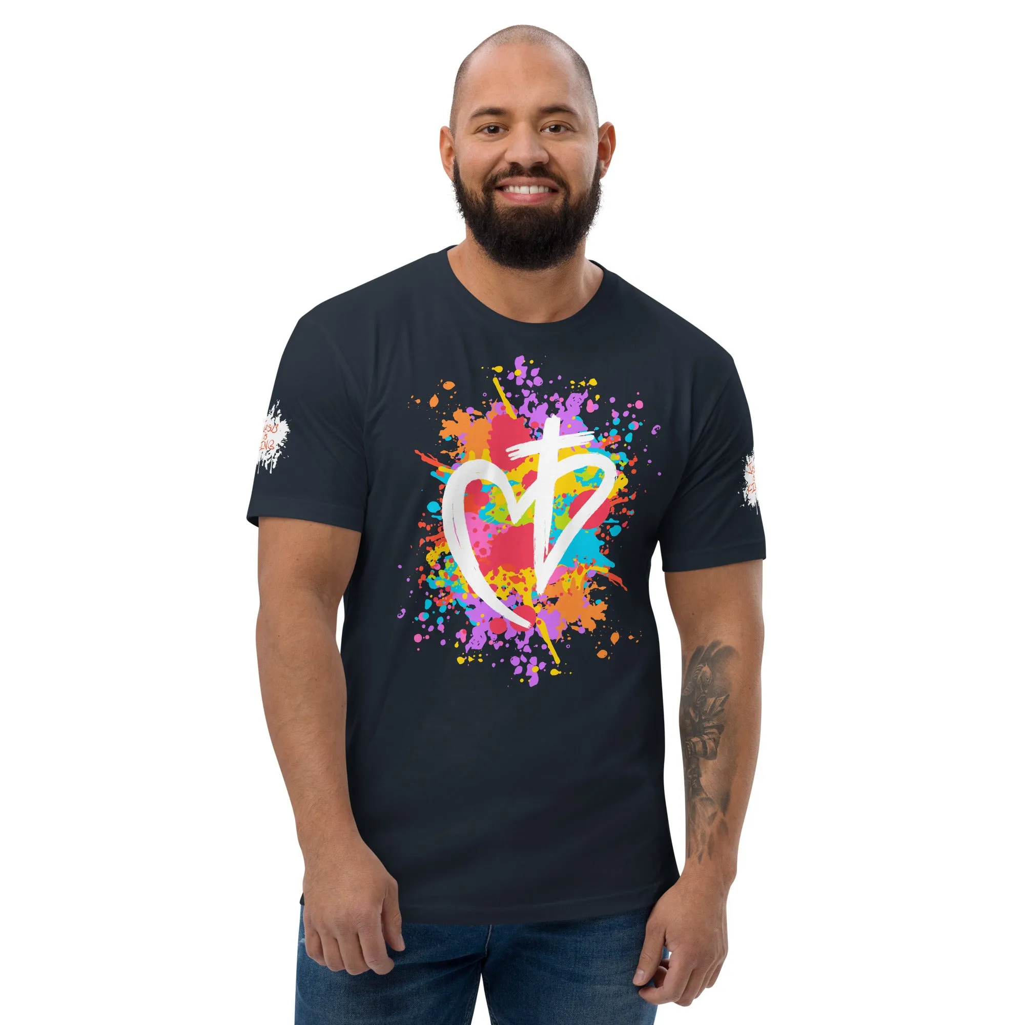 Heart Posture Splatter - Premium Fitted Men's Short Sleeve Tee